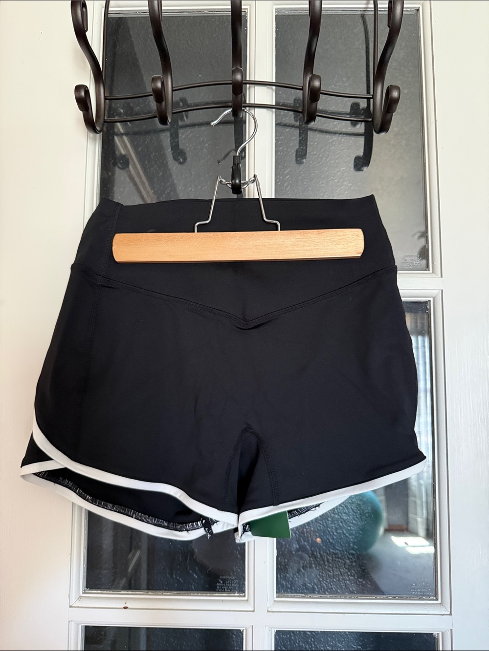HALARA Black Athletic Shorts with White Trim